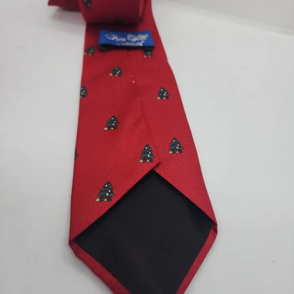 Vintage John Henry & Wembley Christmas Tie Lot Mens Red Silk Santa Tree